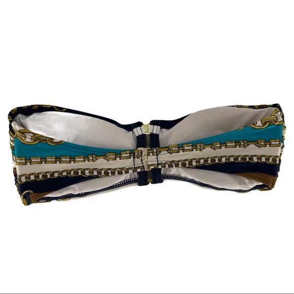 MICHAEL Michael Kors Women's Striped Chain Zip Front Bandeau Bikini Top Size S - Picture 5 of 8